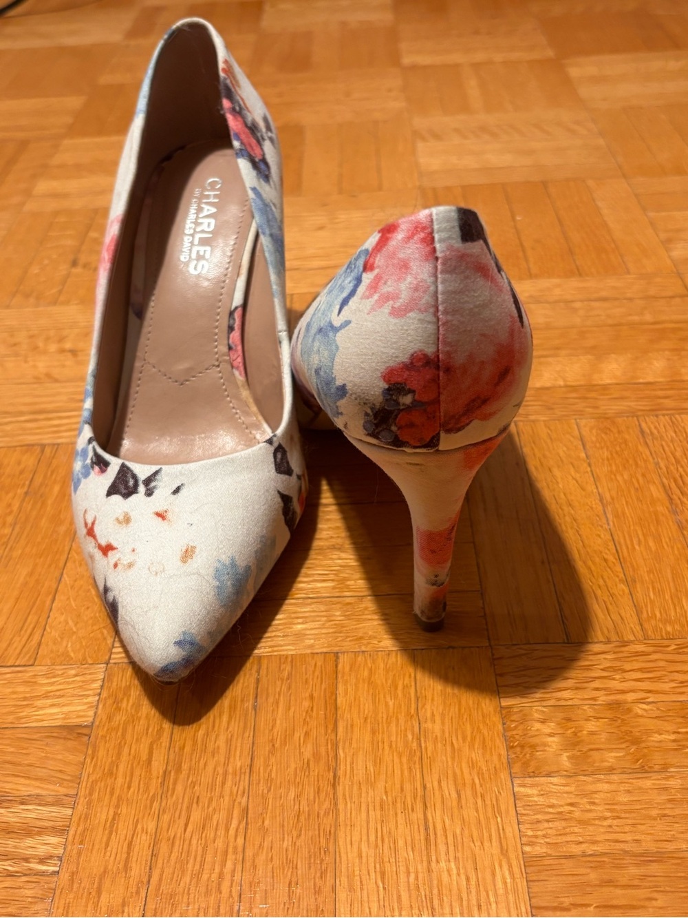 Charles by Charles David Cream Floral Pointed-Toe Heels